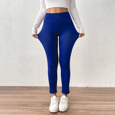 Winter Leggings High-Waisted Straight Leg Pants with Velvet Lining Solid Color Body Shaping Women Leggings