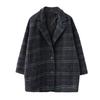 Women's Retro Plaid Wool Coat - Korean Style, Spring 2025 Collection, Fashionable Age-Reducing Design, Suitable for Spring and Autumn