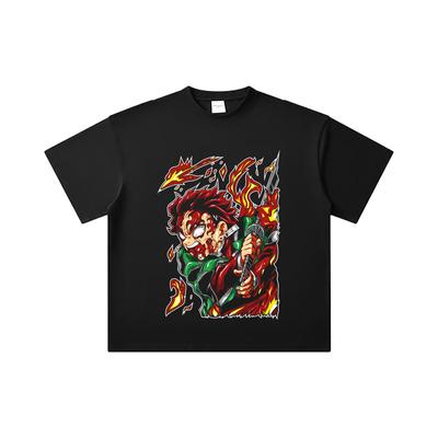 260 GSM Double Yarn 32 Count 100% Cotton Demon Slayer V101 Tanjiro Print Unisex Heavy Cotton T Shirt