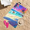 Colorful Beach Waves and Palm Towel Patterned Sunscreen And Windproof Suitable For Swimming Pool Camping Travel Blanket