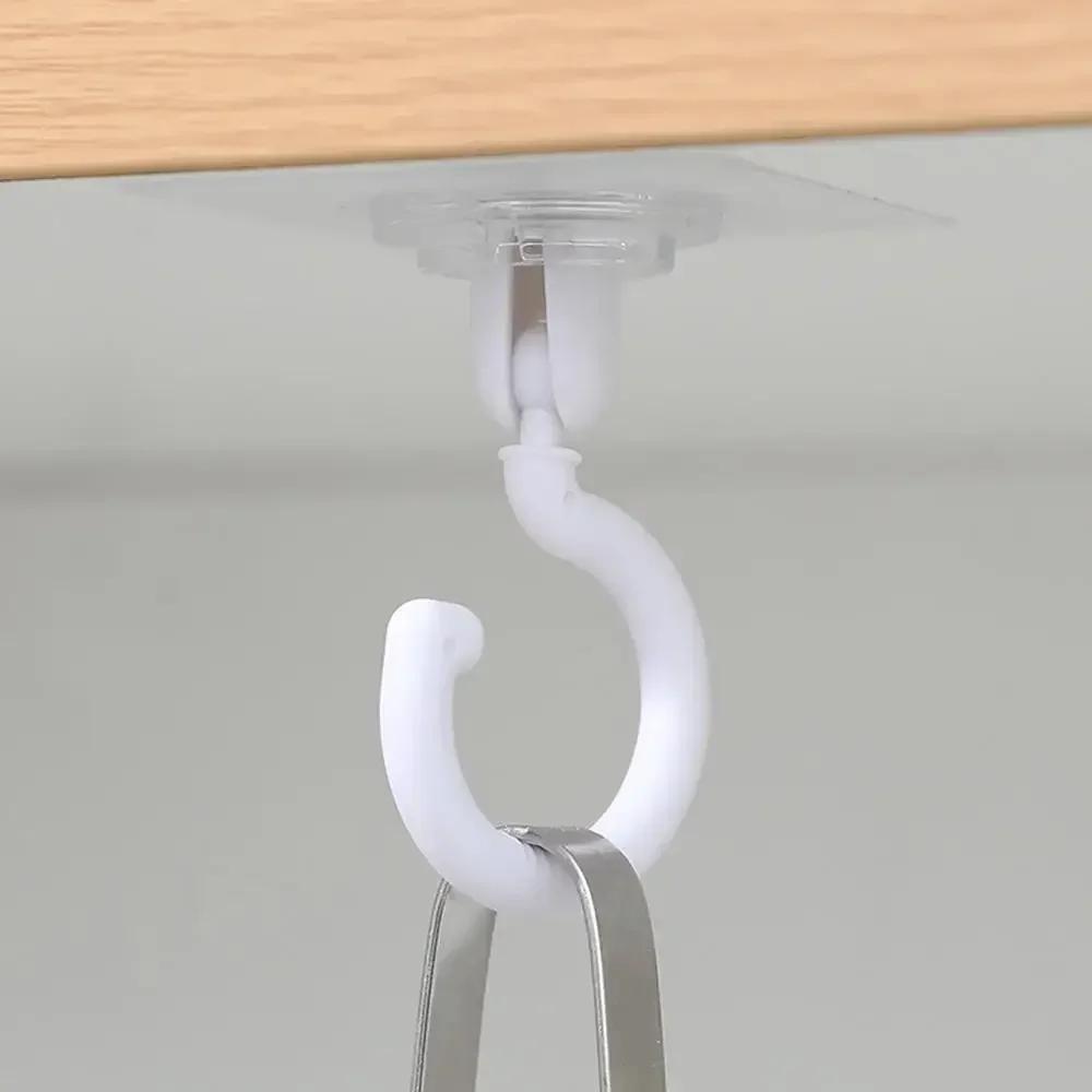 Ceiling Rotary Hook Strong Hook Household Multifunction Adhesive Hook Kitchen Bathroom Wall Key Hanging Door Back Coat Hooks