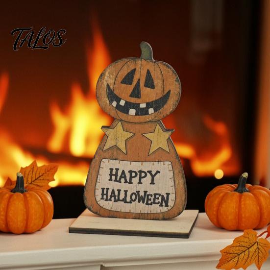 Versatile Room Decorations Cute Halloween Black Cat Pumpkin Skull Decor, Vintage Boo Wooden Sturdy Decorative Accents Signs, Tabletop Decoration