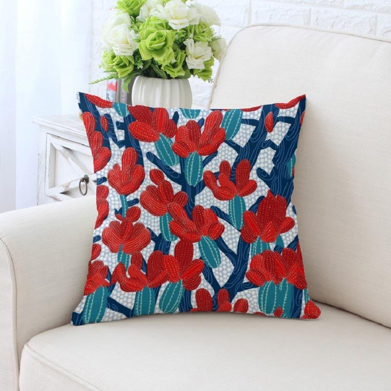 Fresh Tropical Cactus Potted Plant Pattern Home Living Room Sofa Bedroom Decorative Pillow Pillow Case