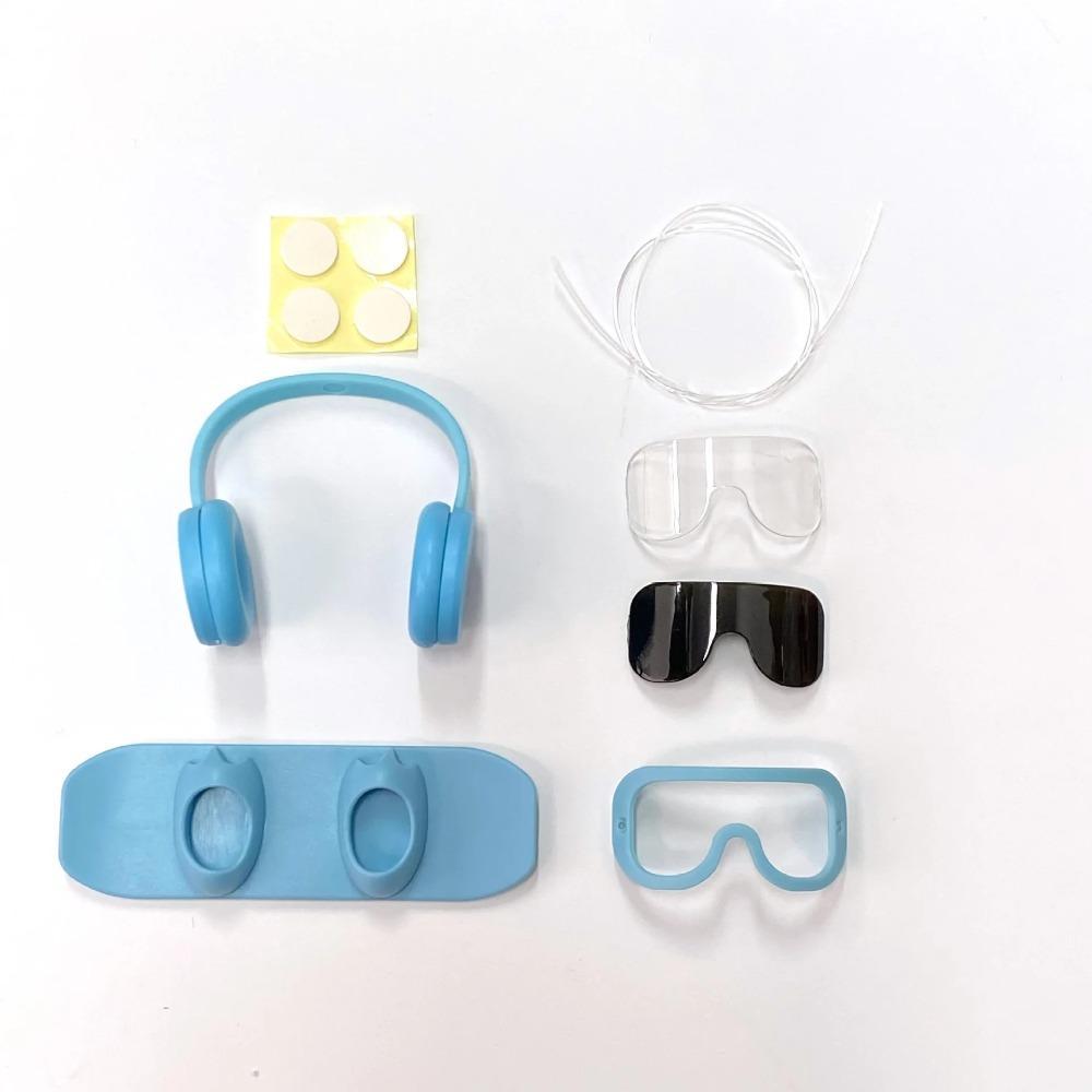 

For 10cm Labubu Clothing Skiing Set Headphones Skis Goggles Snowboard DIY4.0 Labubu Heart Password Doll Accessories Toys Gifts No dolls синий