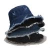 Vintage Denim Fisherman Hat With Wide Brim Sun Protection For Summer Outdoor Wear