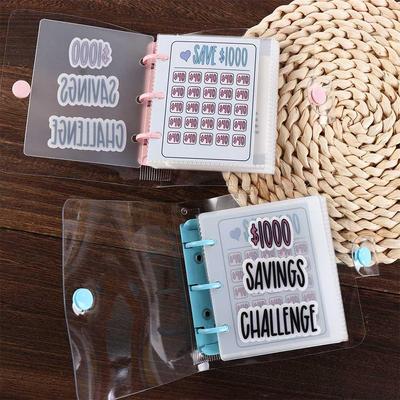 Waterproof $1000 Money Savings Challenge Binder PVC Mini Budget Binder Envelope Savings Challenges Book Durable Portable