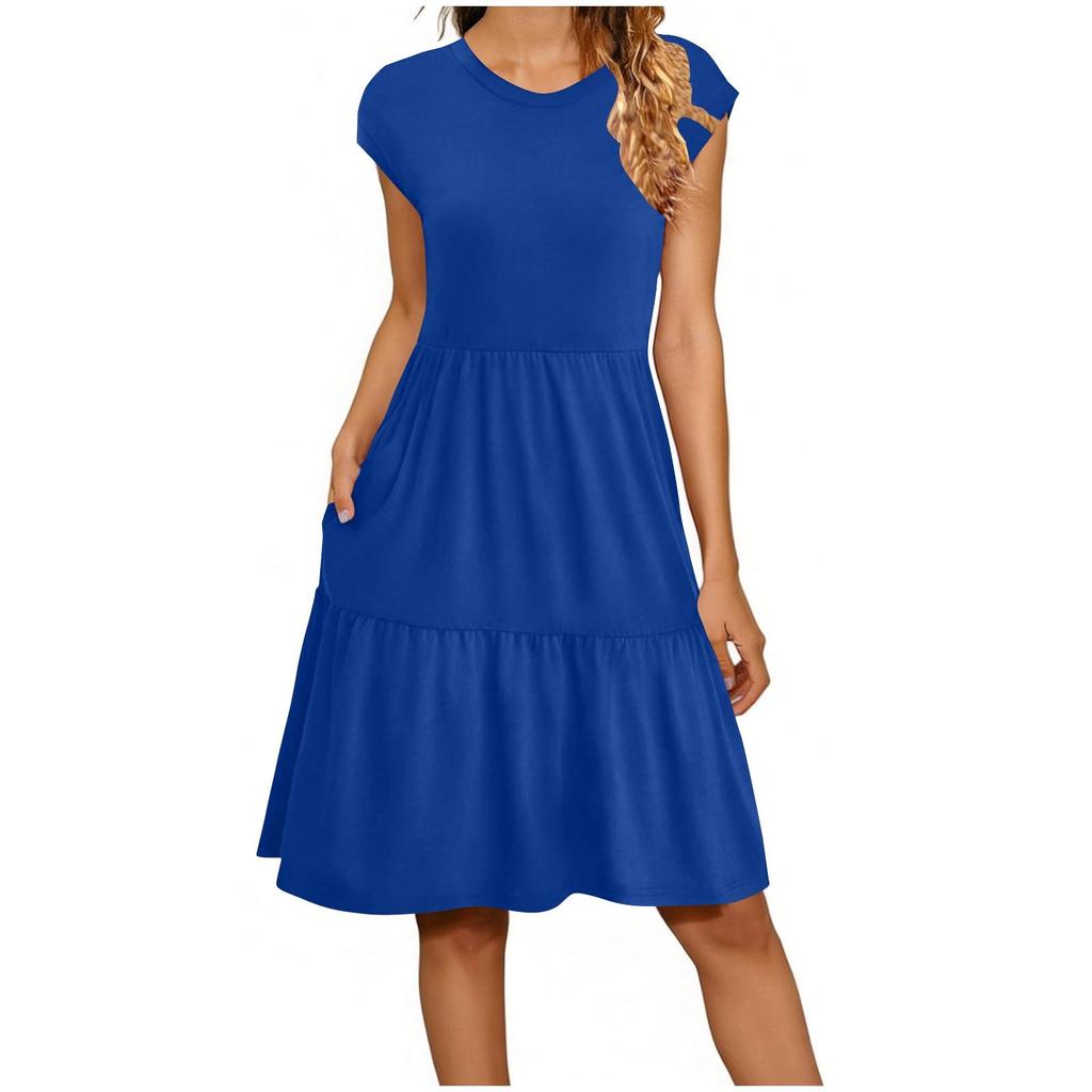 Women's Summer Fashion Sleeveless Round Neck Loose Patchwork Casual Dress