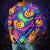 Men's Casual Halloween Print Raglan Three-Quarter Sleeve Shirt