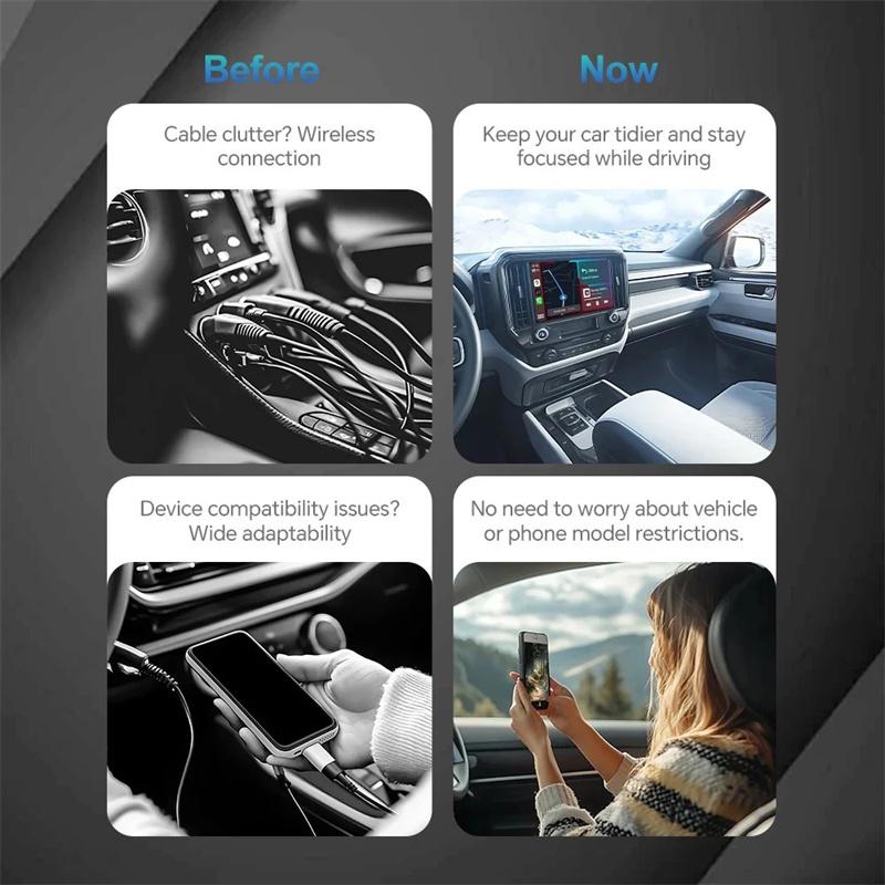 Cutie AI Carplay cu Fir la Wireless 2 în 1 Adaptor Android Auto Dongle USB Plug & Play Pentru 98% Mașini OEM Carplay cu Fir Android Auto