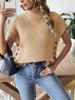 Women's Spring and Autumn Pullover Sweater New Vest Button Decoration Cross-border European and American High-necked Casual Pullover Vest Top