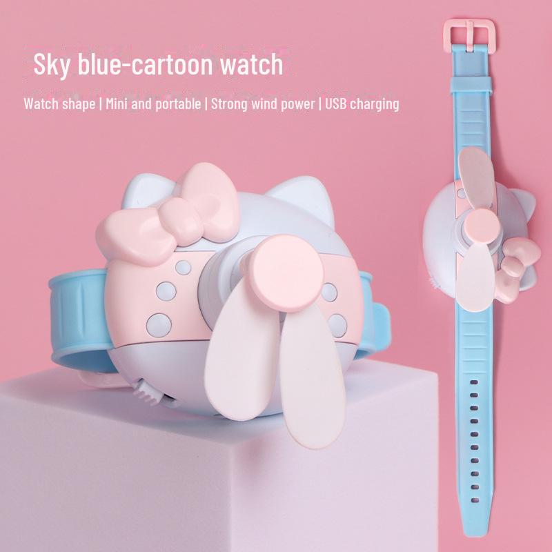 Douyin KT Cat Mini Cartoon USB Rechargeable Fan for Kids