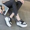 Fashion 8cm Cow Genuine Leather Autumn Spring Platform Wedge High Fashion Breathable Sneakers Chunky Casual Women Moccasins Shoes