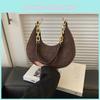 Fashionable Crescent Pu Leather Shoulder Bag Chic Handbag With Zipper Closure