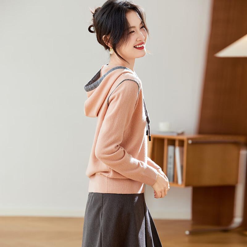 Srcr Women's 100% Wool Hooded Knit Sweater