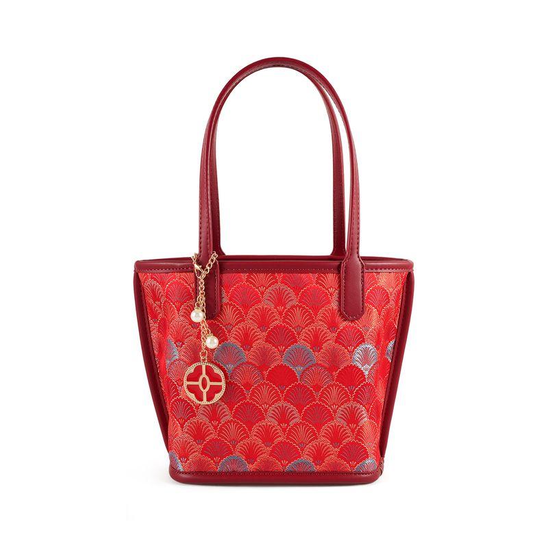 

Production Recommended! New Chinese Style Handbag Blue Purple Fan Pattern Embroidery Bag Bridal Wedding Bag Banquet Clutch Commuter Red