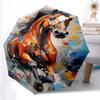 1pc Horse Painting Automatic Open/Close Umbrella, Portable Folding Umbrella for Travel, Themed Events035
