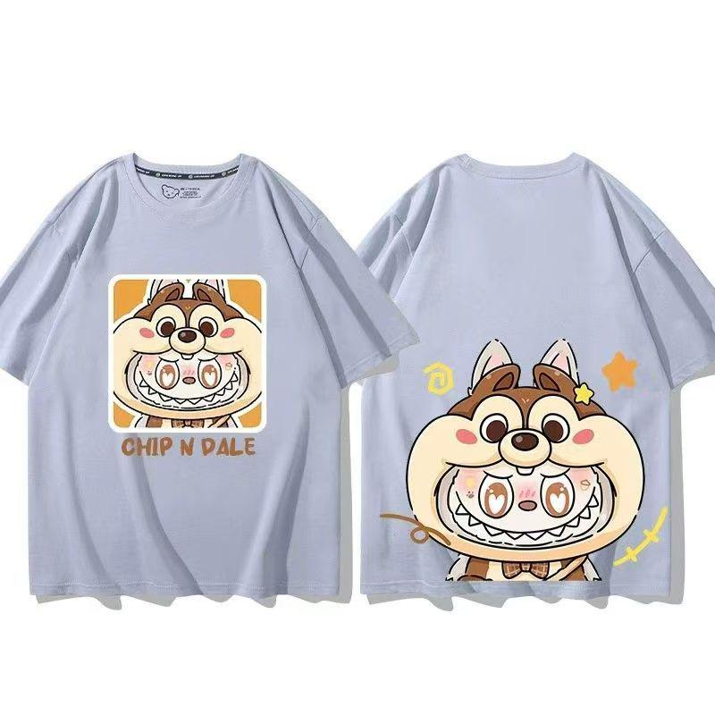 

Детская футболка с мультяшным аниме-принтом LABUBU, забавная футболка для мальчиков и девочек, детский подарок 150