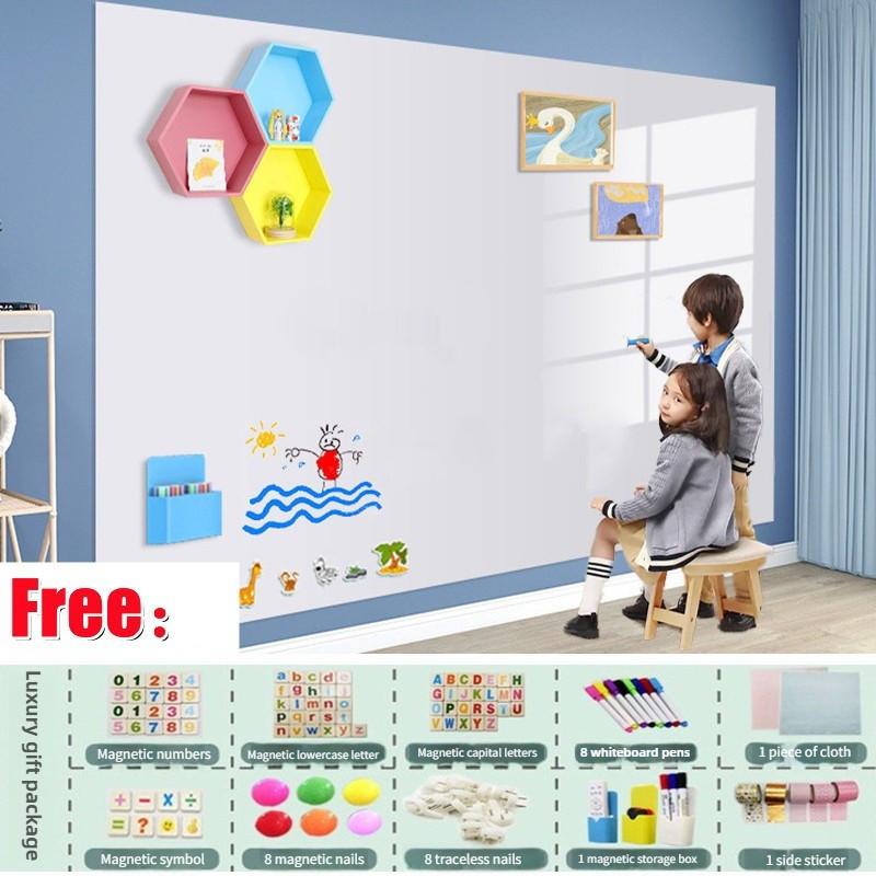

Sticker Soft Self-Adhesive White Board Wall Magnetic Whiteboard Kid Drawing Blackboard School Office Teaching Supplies 50*100CM