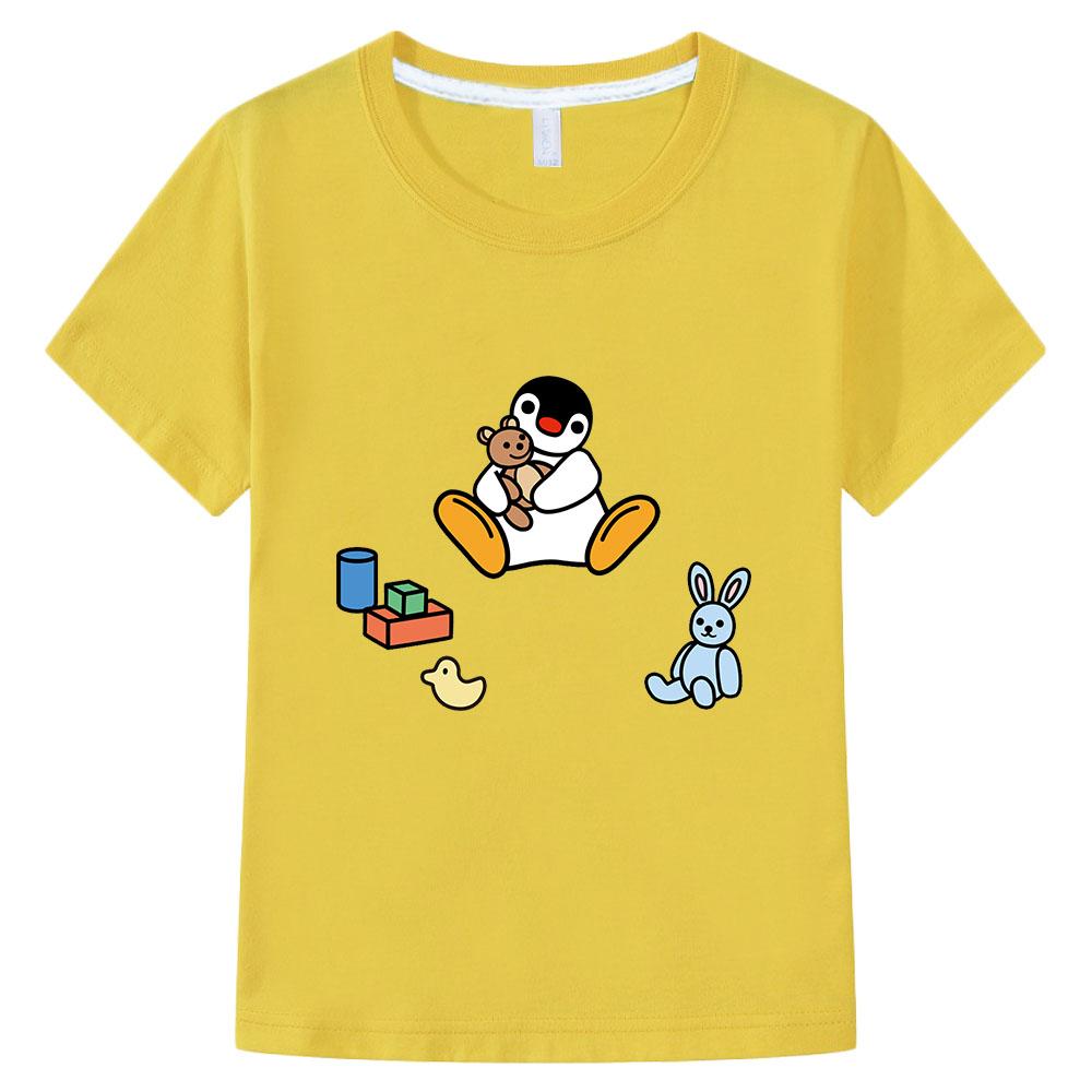Pingu 100% Cotton Kids T-shirt Kawaii Boys Cartoon Print Girls O-neck Clothing Sports Fashion Tops Manga Short Sleeves Summer