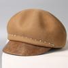 Autumn and Winter Light Luxury Handmade Diamond Chain Wool Cap Women's Versatile Fashion Newsboy Hat Trendy and Warm Felt Hat