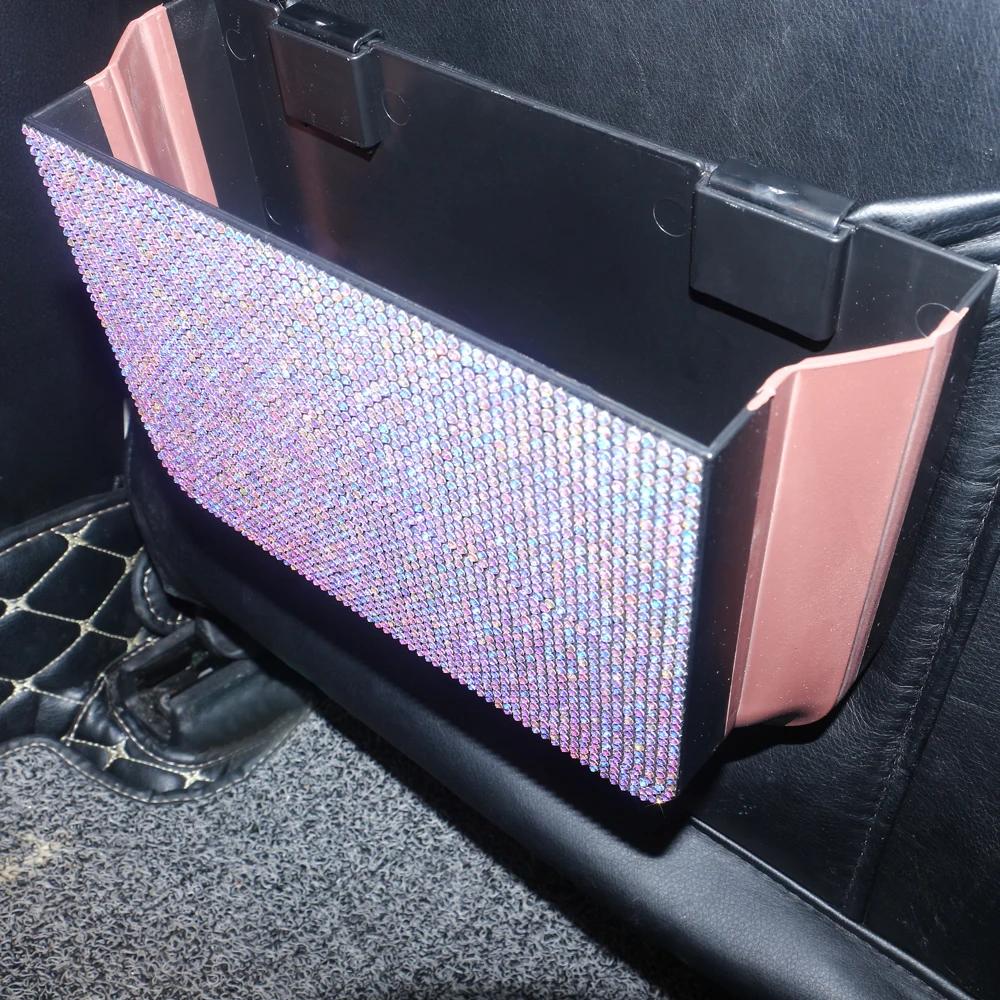 Shiny Diamond Crystal Car Seat Back Storage Bag Hanging Folding Storage Bag Organizer Necessities Car Interior Accessories