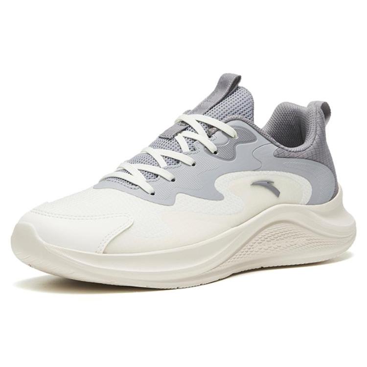 Anta Wander Casual Slip Resistant Abrasion Resistant Low Top Sprint Running Shoes Men's White Gray 912445573-5