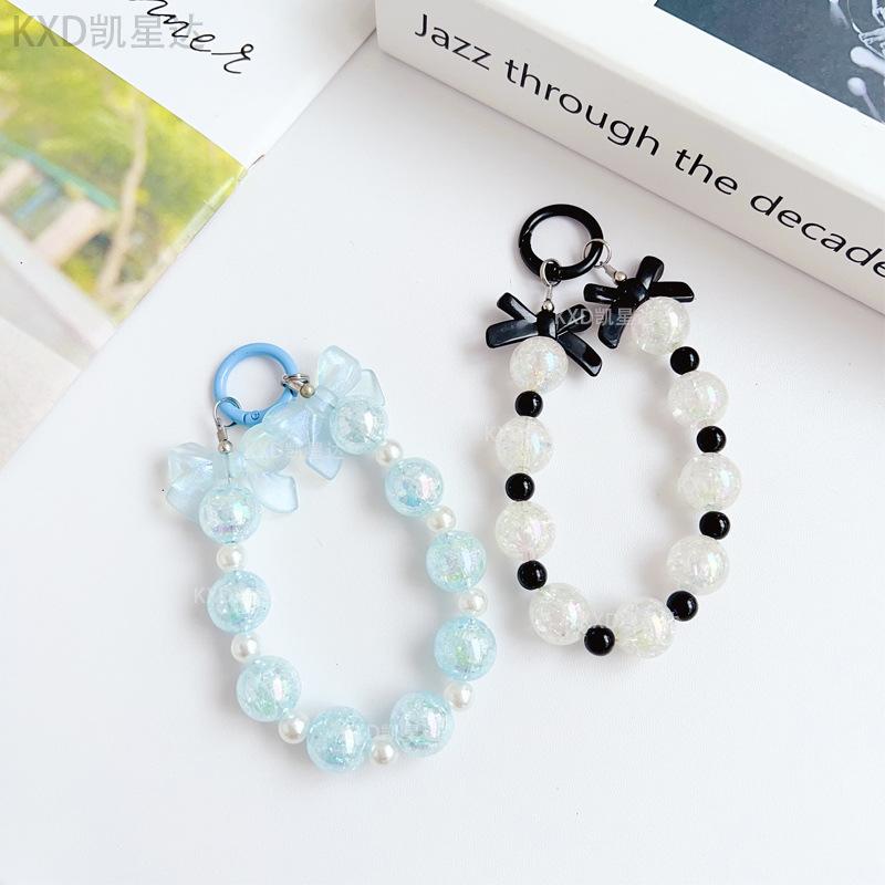 Summer Small Clear Bowknot Phone Chain Beaded Creative Crack Beads Car Hanging Decoration Cute Girl Blind Box