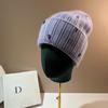 [Rabbit Fur] Water Drop Diamond Plush Knitted Hat, Winter Sweet Colored Diamond Plush Warm Soft Waxy Ear Protector Cold Hat
