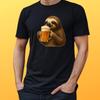 T-Shirt Herren Faultier genießt Bier Motiv Baumwolle Größe S bis 5XL