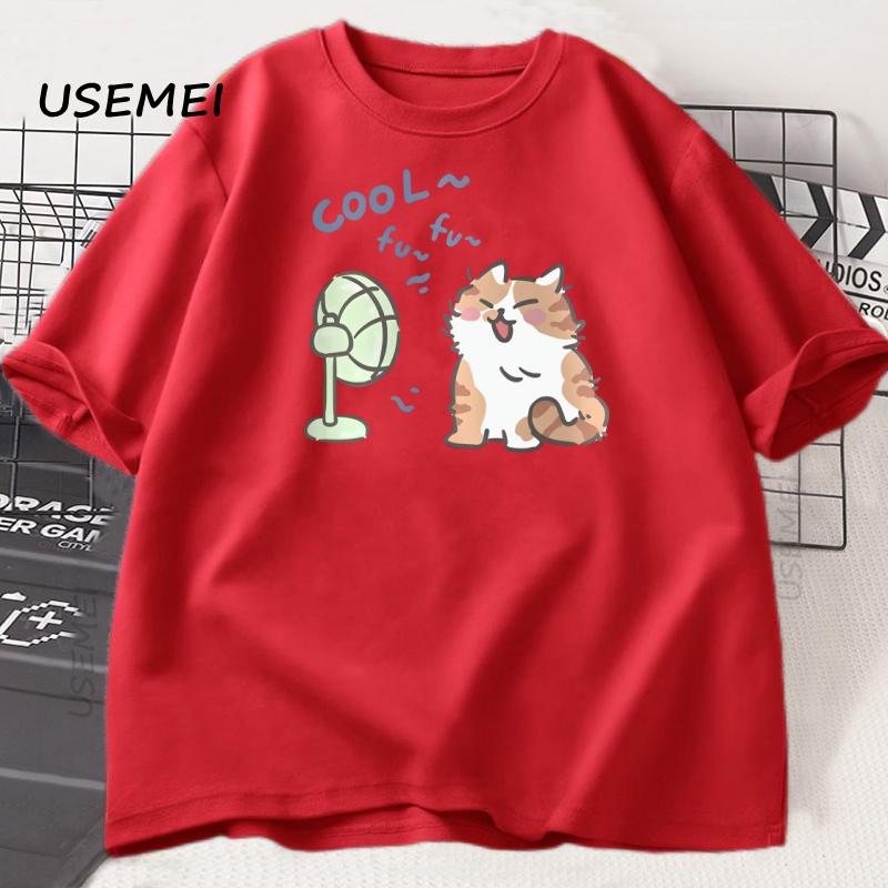 

Funny Cat Fan T-shirt Men Women Summer Round Neck Short Sleeve Tshirt Breathable Streetwear Oversized Tee Casual High Quality M