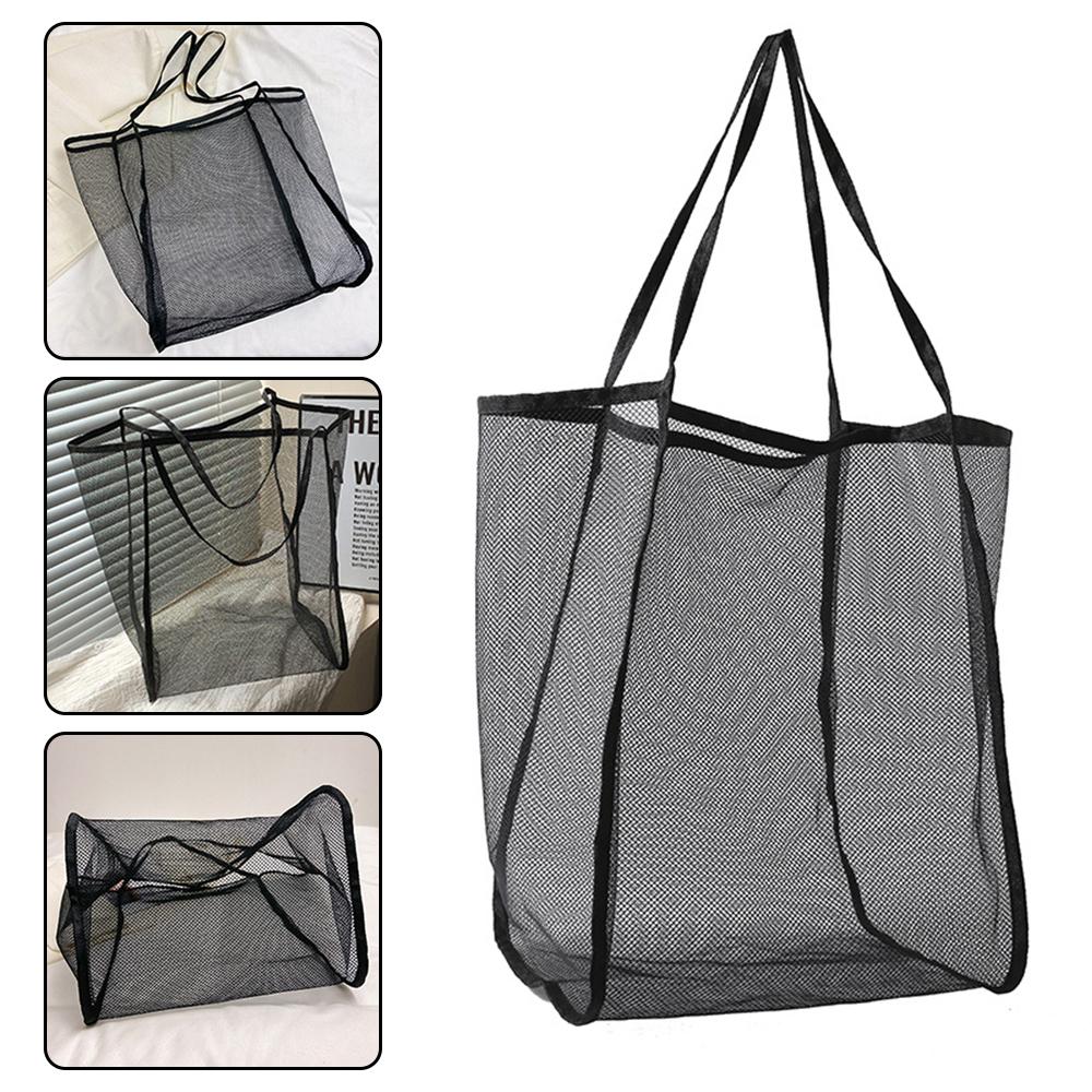 Transparent Mesh Storage Bag, Shoulder Bag, Fashionable, Lightweight, Large Capacity, Versatile Shopping Bag, Beach Bag Organize