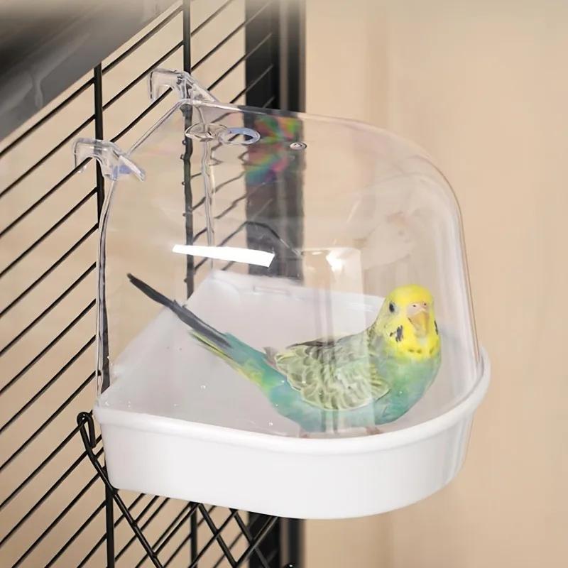 

Bird Bath Box Easy To Hang Parrot Bathroom Indoor Shower Accessories for Cages and Pet Birds Transparent Acrylic Bird Bathtub белый