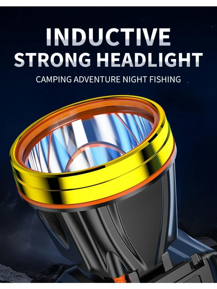 New Powerful LED Headlamp Type-C Rechargeable Headlight Fishing Outdoor Camping Head Lamp Built In 4000mAh Li-Battery Flashlight
