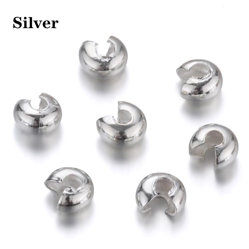 100pcs Open Crimp Beads Covers Crimp End Beads Stopper Spacer Beads for DIY Bracelet Jewelry Making Findings Components Supplies