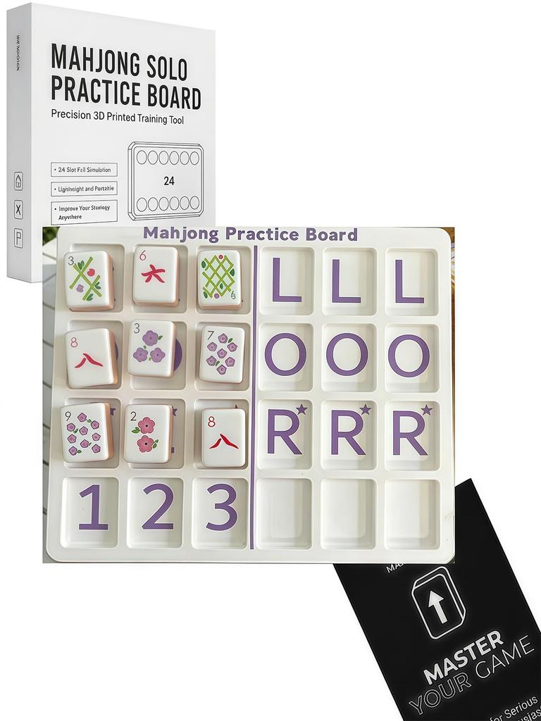 Mahjong Solo Practice Board, Compatible with American Mahjong Tiles with 24 Slots, 3D Printed Portable Mahjong Practice Board for Strategy Training