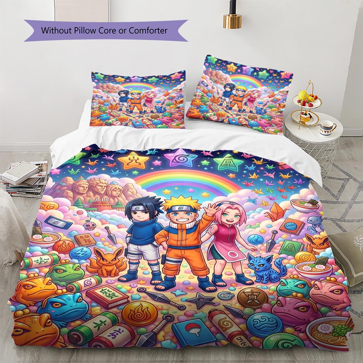 

Naruto Pattern Bedding Quilt Set Quilt Cover Pillowcase Home Decoration Birthday Gift (1 * duvet cover + 2 * pillowcase, without core) 135x200cm