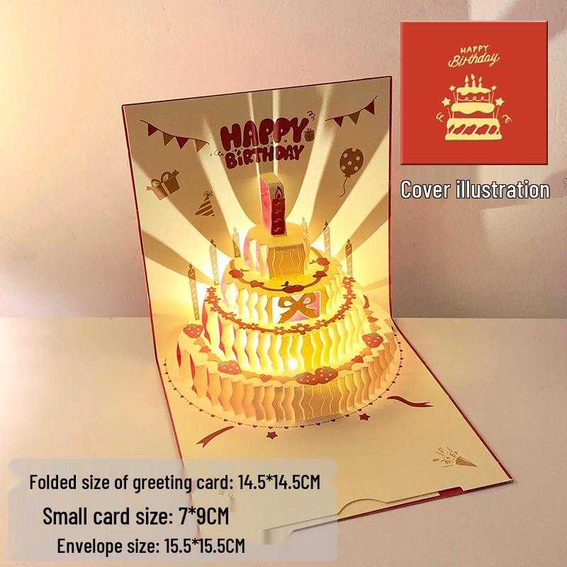 Musical Birthday 3D Cake Greeting Card with Envelope