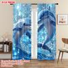 2 Stück   Flugzeugdruck Vorhang Beliebt Blau Delfin Polyester Stoff (ohne Stange) Außendekorationen Ideal für das Schlafzimmer