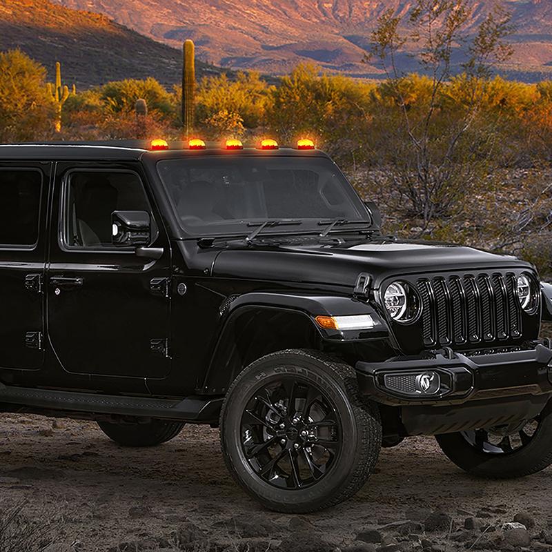 1Pc Solar Powered Car Signal Lights Truck Roof Light For Truck Solar Cab Lights Punch-Free Led Light 7 Colors Roof Lamp