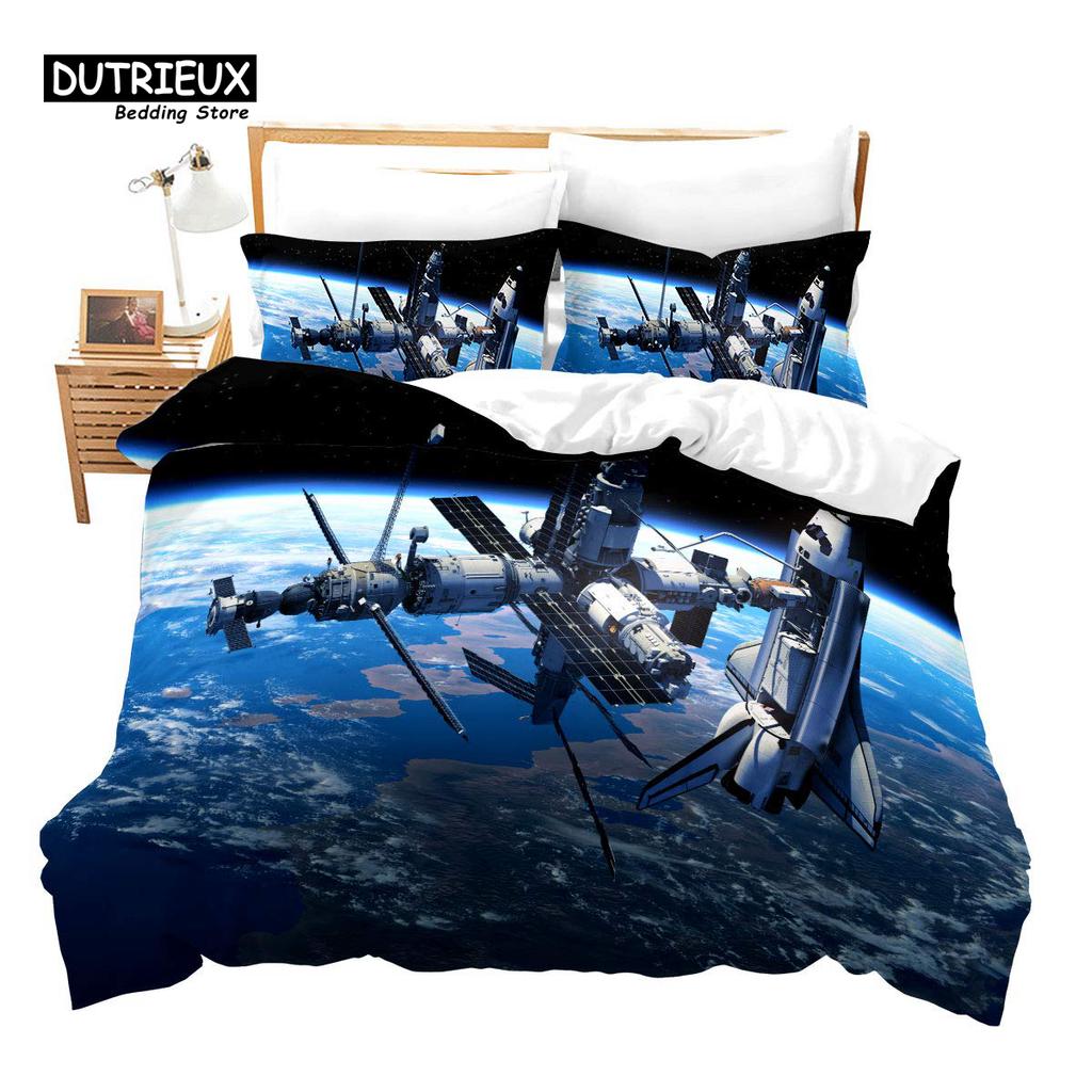 Romantic European Town Bedding Set Cityscape Duvet Cover Set Night Scenery Tower Comforter Cover Ship Bed Cover Twin King Size