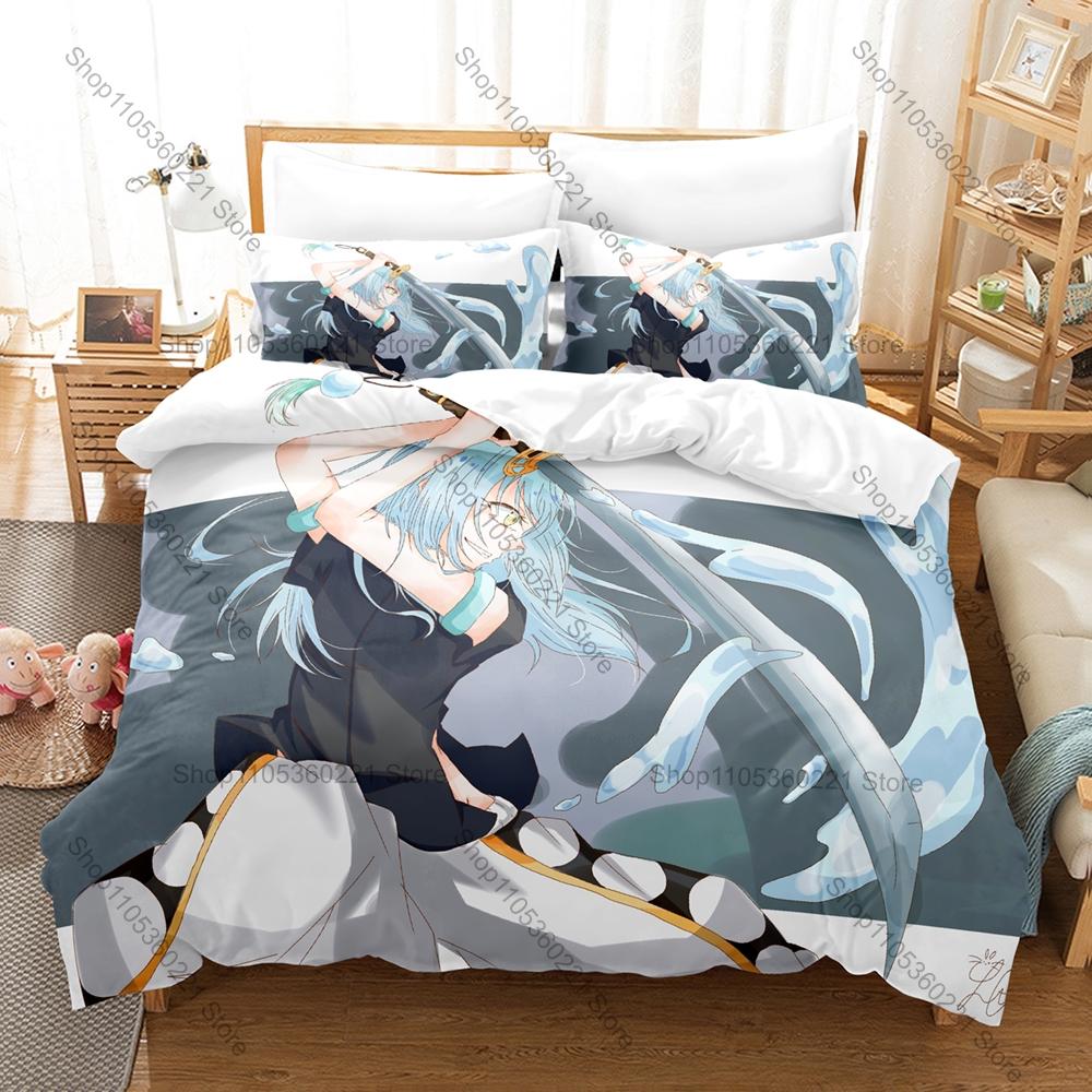 Cool Tensei Shitara Slime Datta Ken Anime Print Bedding Set 3in1 1 Duvet Cover 2 Pillowcases Soft Fabric Bedroom Textile For Ota