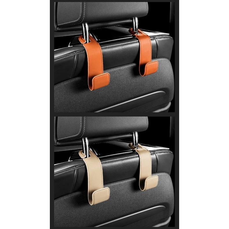 Multi-Functional Car Seat Rear Hook Headrest Premium Leather Auto Rear Seat Organizer Hanger Easy Install Auto Seat Storage Hook
