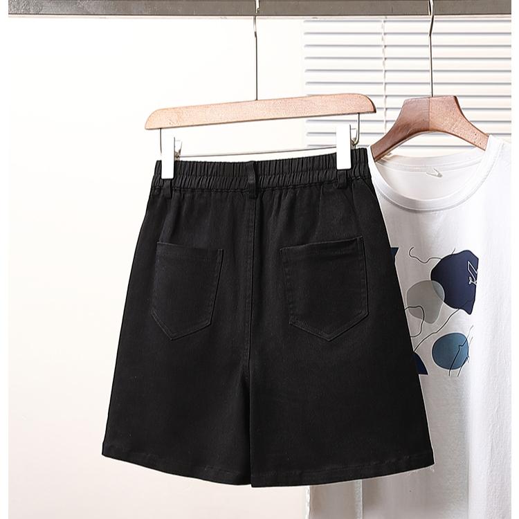 DIMANAF Plus Size 2025 Women Shorts Pants Summer Elastic Solid Loose Harem Jeans Short Basic High Waist Pants