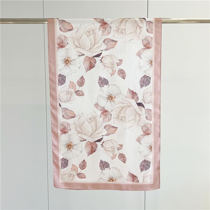 Silk Plain Crepe Satin Long Silk Scarf for Women