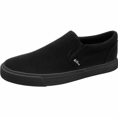 Tênis Slip-On Radweather para Homens e Mulheres, Impermeável, Repelente à Água, Resistente a Manchas, Antiderrapante, Sapatos de Deck para Escola e Trabalho (Preto x Preto,