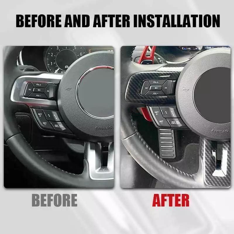 Carbon Fiber Style Steering Wheel Set Decorative Stickers For Ford Mustang 2015-2025 Car Interior Decoration Accessories