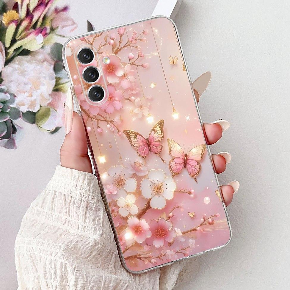 For Samsung A04s Case SM-A047M Clear Aesthetic Cute Cat Fashion Flowers Painted Back Cover For Samsung Galaxy A04s Phone Case