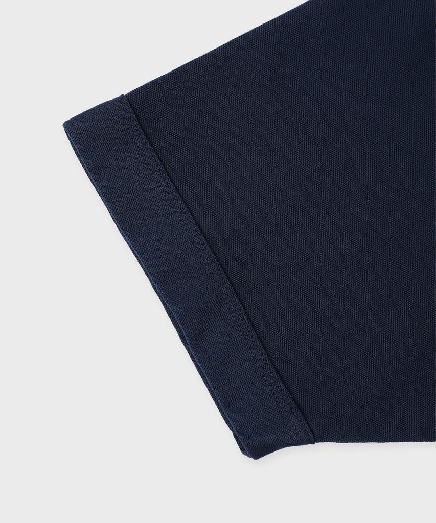 PANICALE Shoulder Patch Round Cotton T-Shirt [Navy]