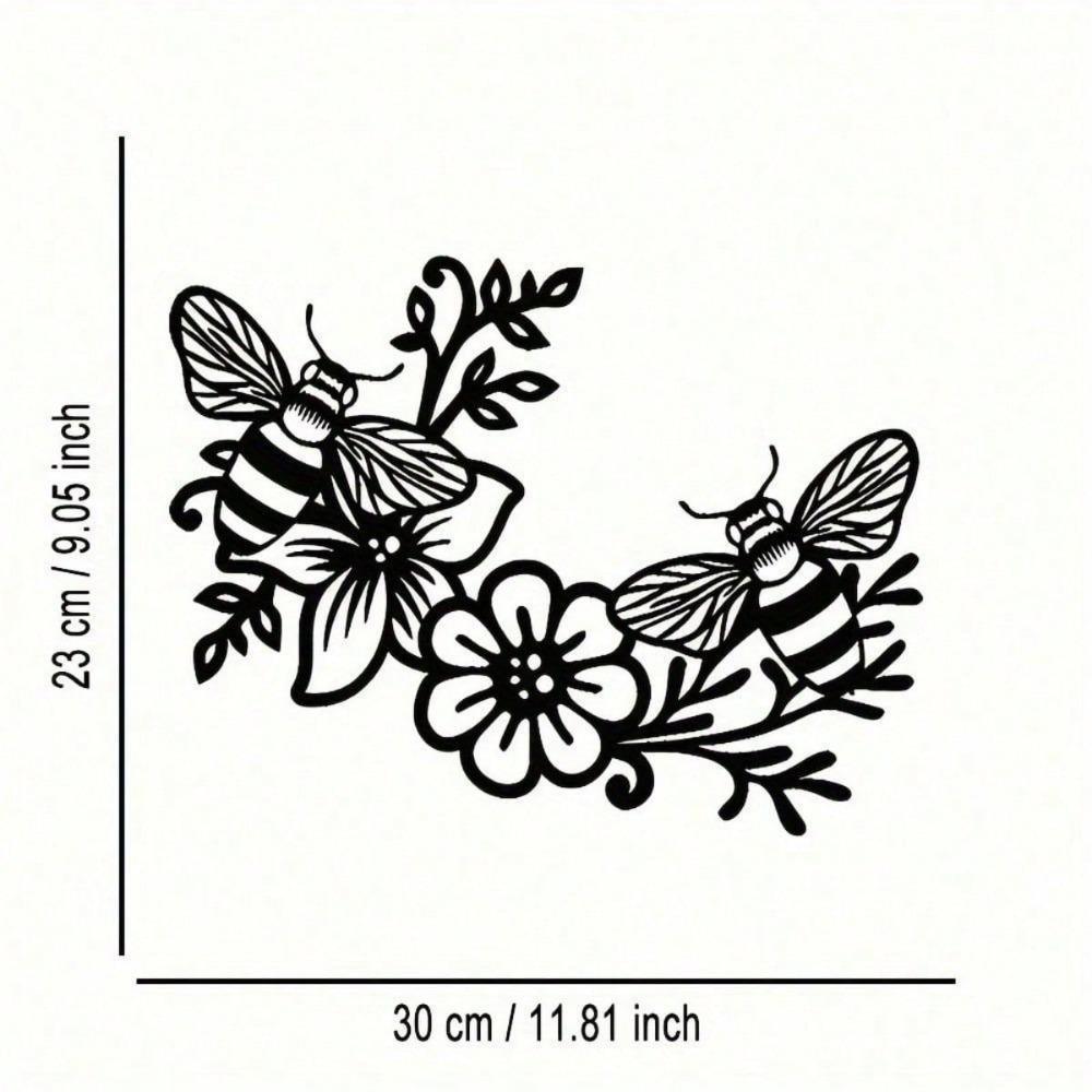 1 Stück Elegant Minimalistisch: Künstlerische Fleißige Bienen Blütenhonig Metallschild, Wandkunstwerk, Modernes Handwerksschild Hängende Dekoration, Geeignet für Büro
