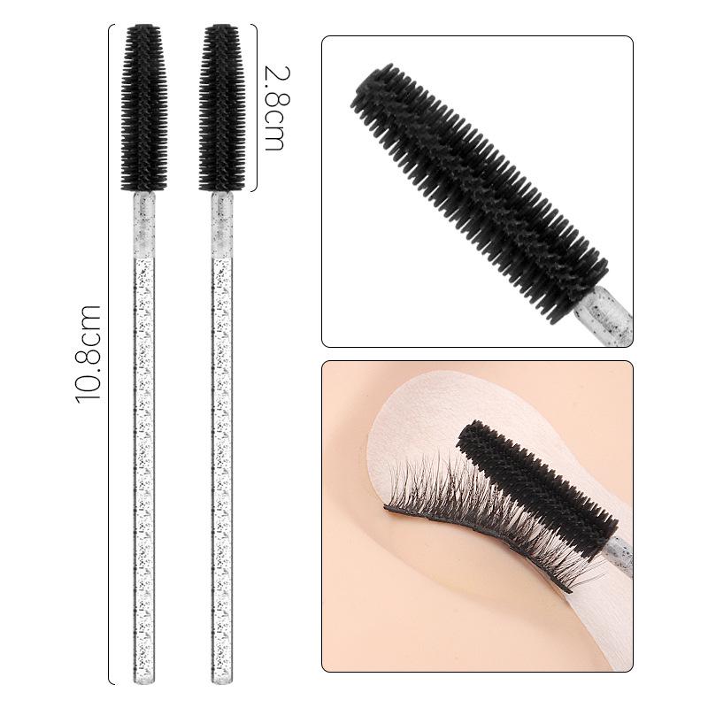 50-Pack Disposable Eyelash Crystal Silicone Brush Set